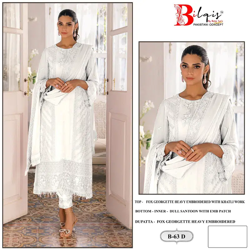 Bilqis B 63 A To D Georgette Embroidery Pakistani Suits Wholesale Shop In Surat
